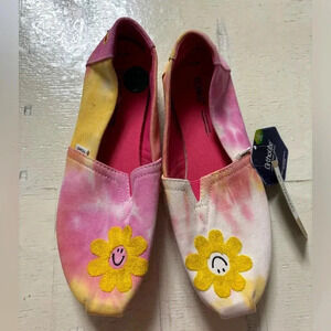 Toms Pink and Yellow Floral Flats